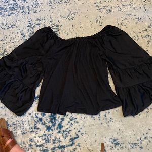 Black Anthropologie off-the-shoulder blouse